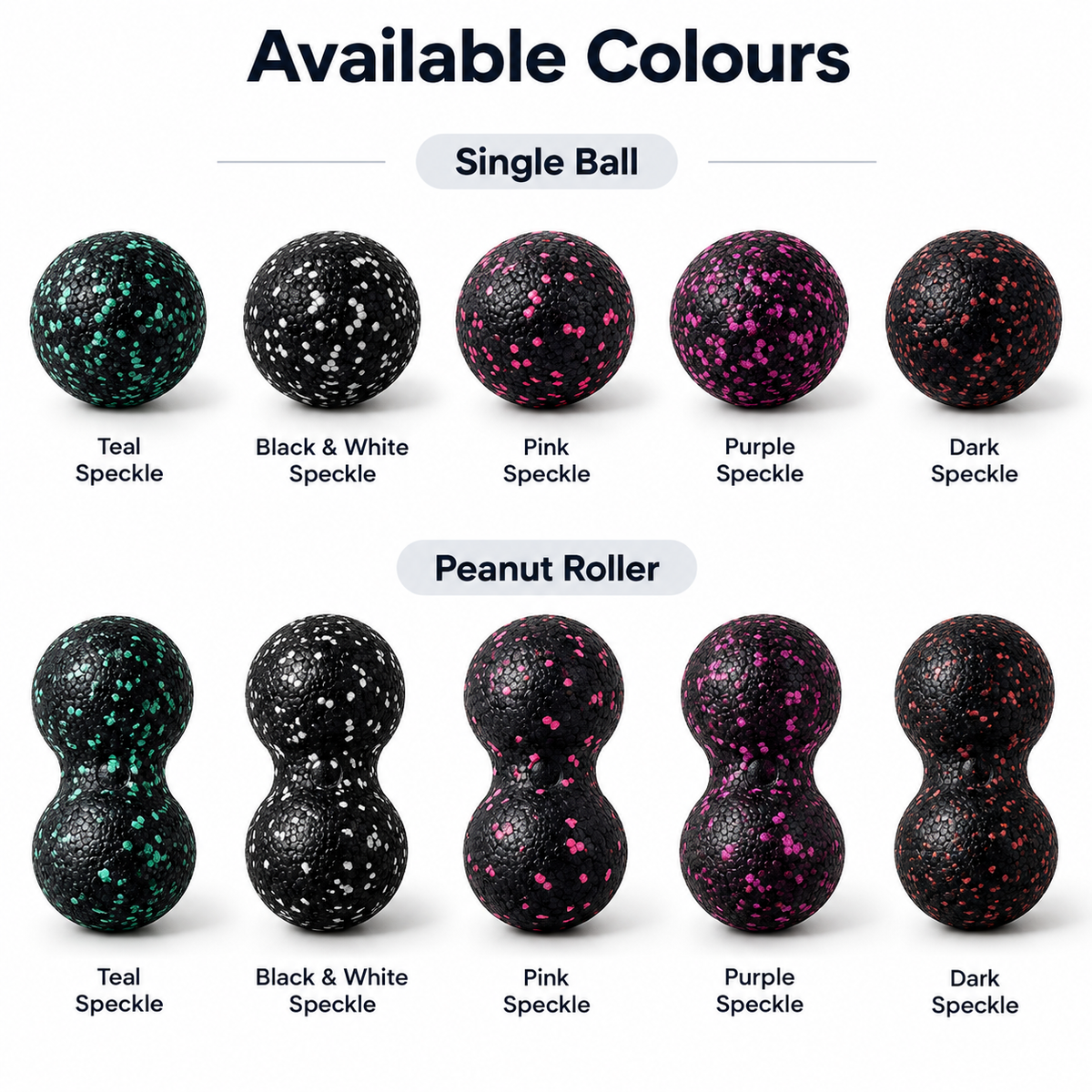 Runner recovery massage tool available colours – single ball and peanut roller