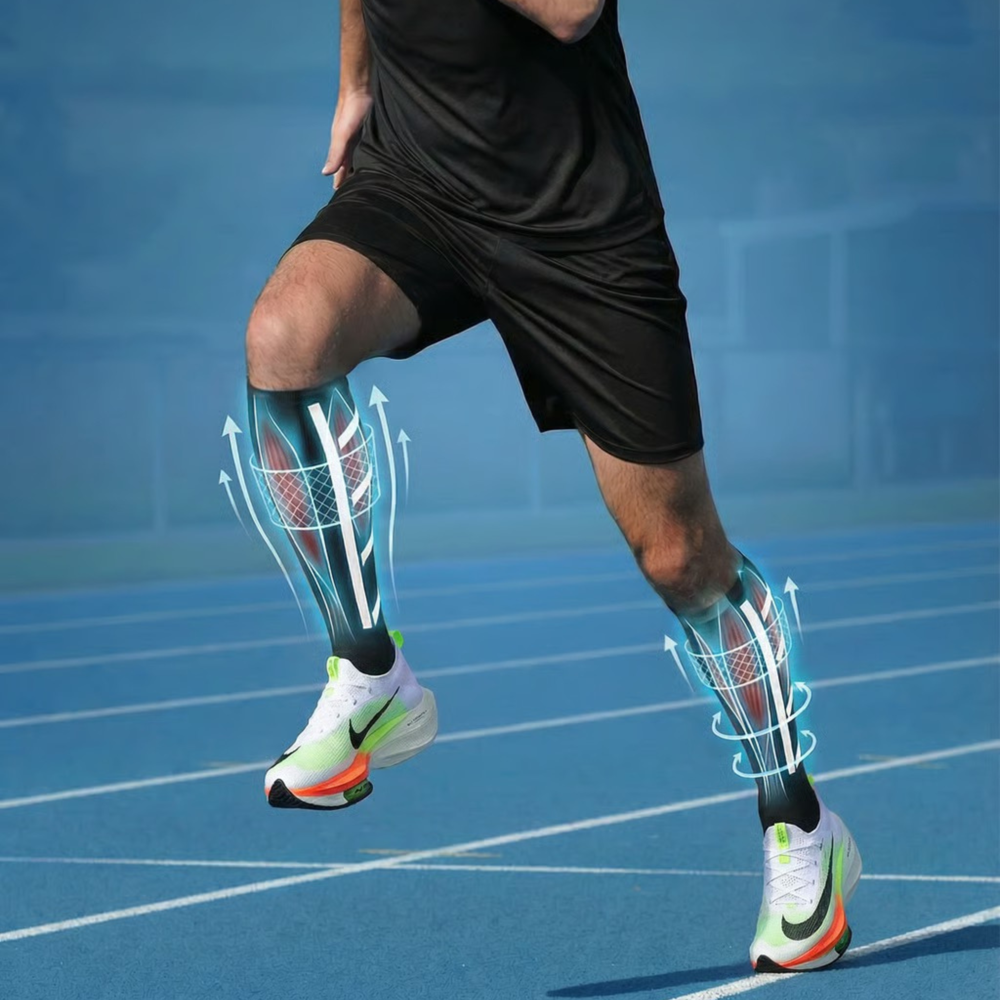 1Pair Compression Calf Sleeves - UV Protection, Breathable for Running