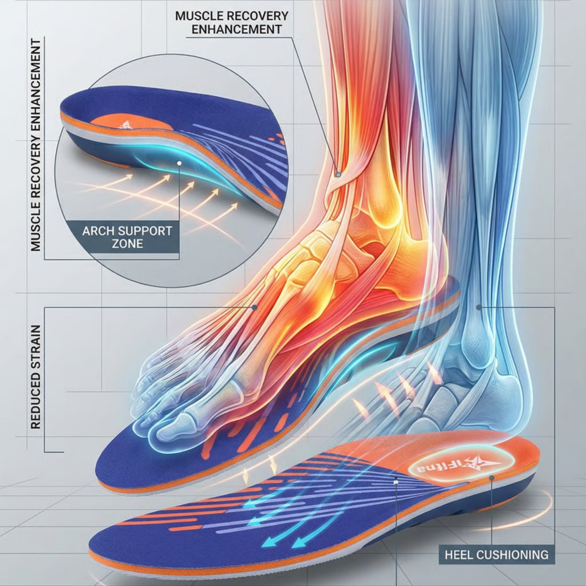 High Arch Support Plantar Fasciitis Orthopedic Shoe Sport Insole Men Women Flat Feet - Orthotic Plantillas Insert Sole